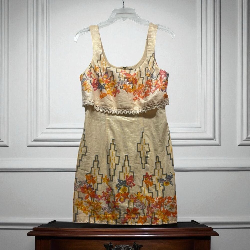 Free People The Big Bang Metallic Aztec Dress size 0